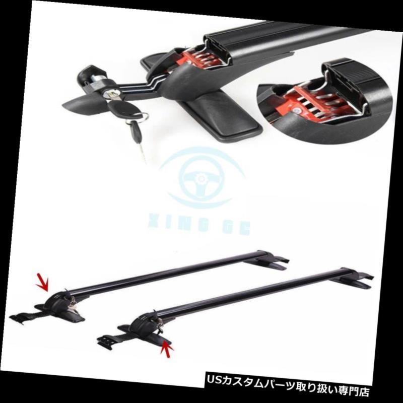 キャリア ホンダフィットジャズ2009-15ブラックアルミクロスバールーフカーゴ荷物ラックにフィット Fit For HONDA FIT JAZZ 2009-15 Black Aluminum Cross Bar Roof Cargo Luggage Rack 【並行輸入品】