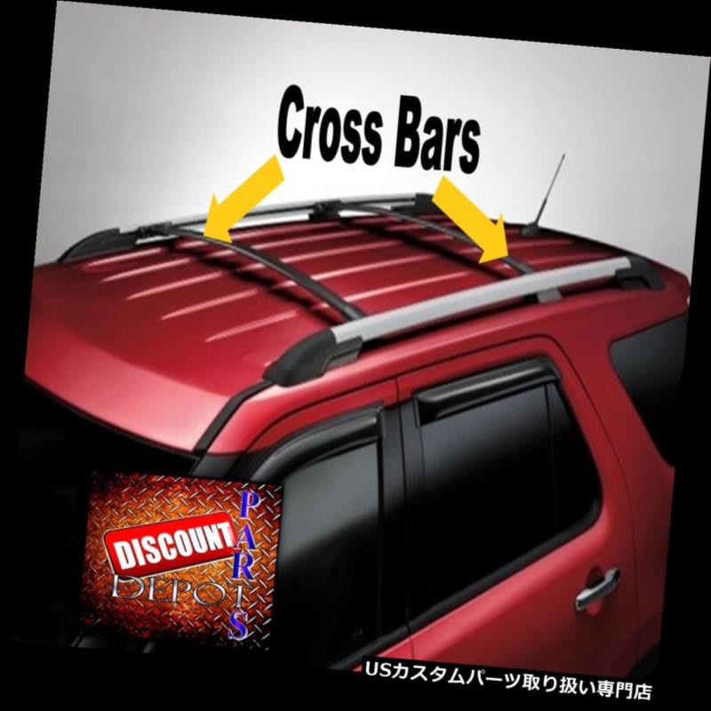 キャリア 2015 2014 2013年エクスプローラー純正OEMフォードブラックルーフラッククロスバーセット2 2012 2015 2014 2013 Explorer Genuine OEM Ford Black Roof Rack Cross Bars set 2 2012 【並行輸入品】