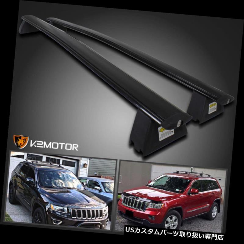 キャリア 2011-2018ジープグランドチェロキーブラックフロントと; リアルーフトップラッククロスバー 2011-2018 Jeep Grand Cherokee Black Front & Rear Roof Top Rack Cross Bar 【並行輸入品】