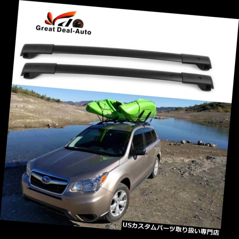 キャリア スバルフォレスター2014-2019クロスバーのための黒いアルミ合金のルーフラッククロスバー Black Aluminum Alloy Roof Rack Cross Bar for Subaru Forester 2014-2019 Crossbar 【並行輸入品】
