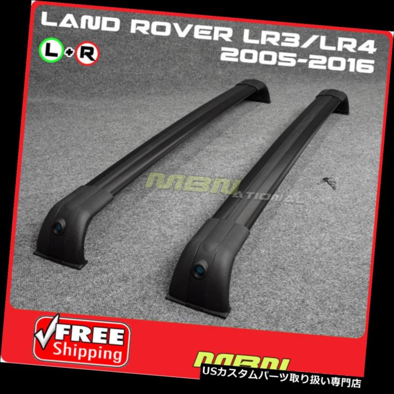 キャリア 05-16ランドローバーLR3 LR4ファクトリースタイルアルミルーフラッククロスバーブラックwキー 05-16 Land Rover LR3 LR4 Factory Style Aluminum Roof Rack Cross Bars Black w Key 【並行輸入品】