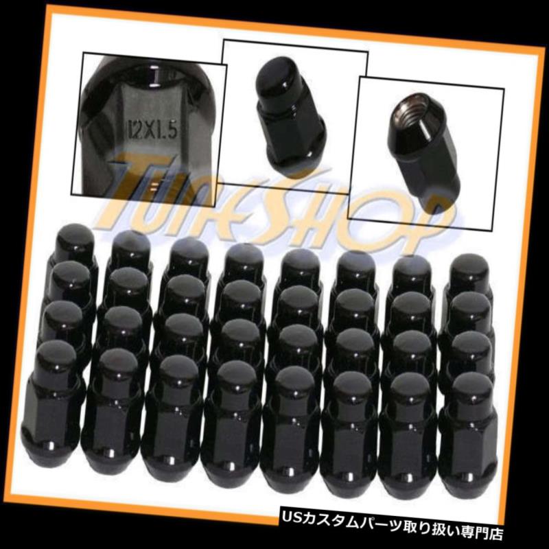 USナット 32 BULGE ACORNホイールリムラグナット12X1.5 M12 1.5クローズドエンドブラック19 HEX M 32 BULGE ACORN WHEELS RIMS LUG NUTS 12X1.5 M12 1.5 CLOSED END BLACK 19 HEX M 【並行輸入品】