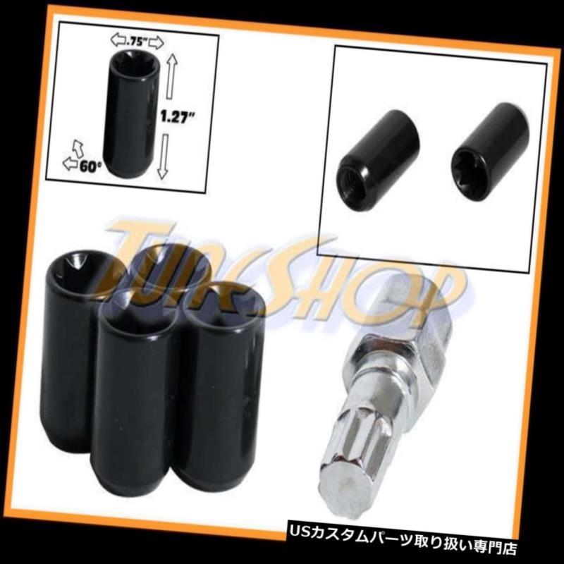 USナット 4チューナーホイールロックナッツ8ポイントキー12X1.5 12 1.5 ACORN OPEN END BLACK M 4 TUNER WHEEL LOCK LUG NUTS 8 POINT KEY 12X1.5 12 1.5 ACORN OPEN END BLACK M 【並行輸入品】