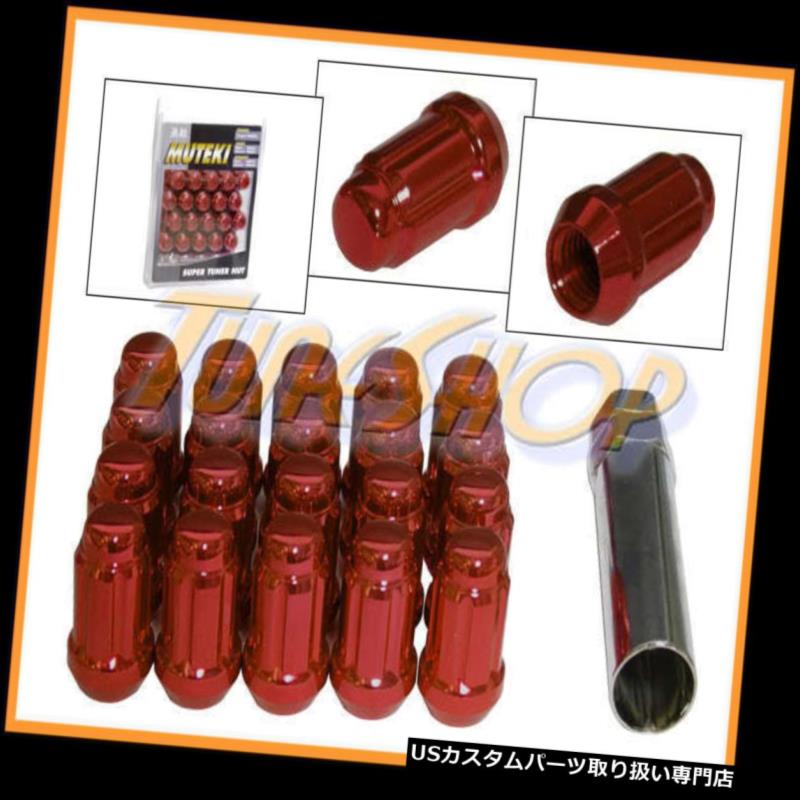 USナット MUTEKI CLOSE ENDスプラインチューナーロックラグナッツ12X1.5 1.5 ACORNホイールリムレッドT MUTEKI CLOSE END SPLINE TUNER LOCK LUG NUTS 12X1.5 1.5 ACORN WHEELS RIMS RED T 【並行輸入品】