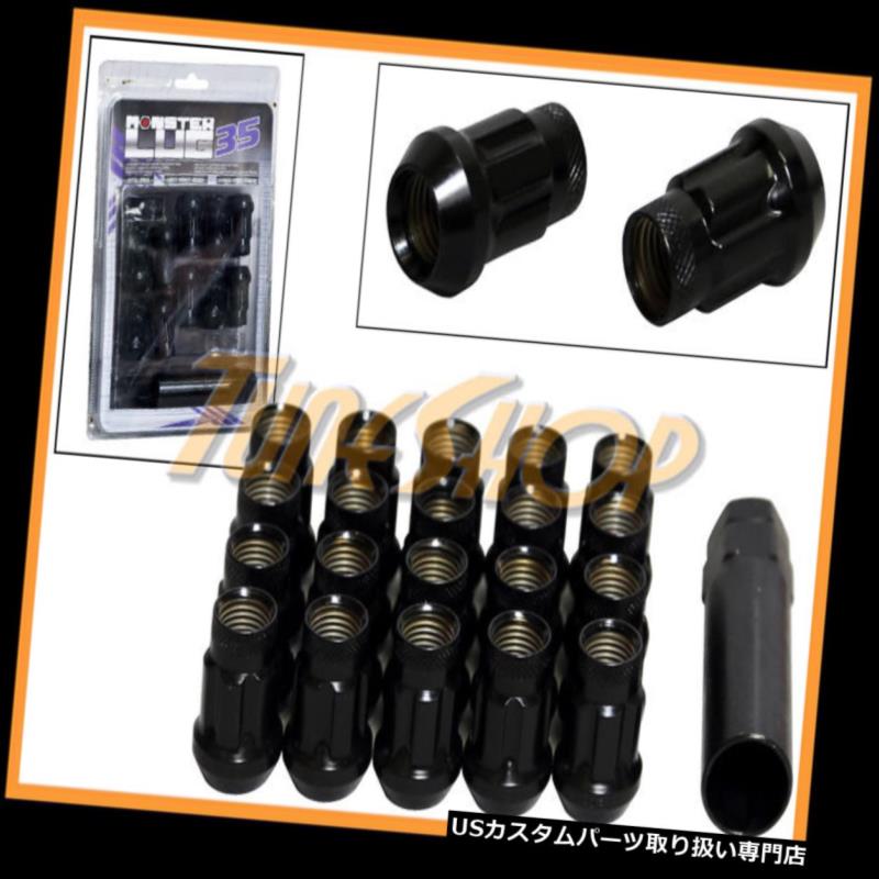 USナット モンスタースプラインSR35ホイールラグナット12X1.5 M12 1.5 ACORNリムオープンエンド20ブラックL MONSTER SPLINE SR35 WHEEL LUG NUTS 12X1.5 M12 1.5 ACORN RIMS OPEN END 20 BLACK L 【並行輸入品】