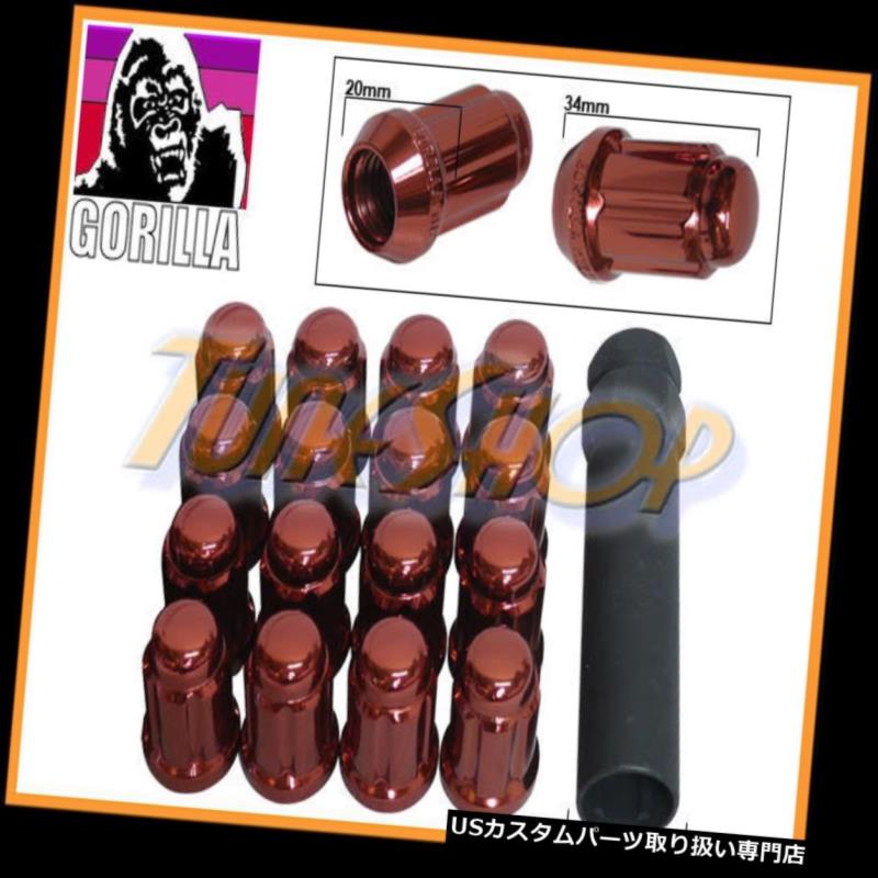 USナット 16 GORILLA SPLINEチューナーロックラグナット12X1.25 1.25 ACORNホイールリムレッドクローズN 16 GORILLA SPLINE TUNER LOCK LUG NUT 12X1.25 1.25 ACORN WHEELS RIMS RED CLOSE N 【並行輸入品】｜カスタムパーツ WORLD倉庫