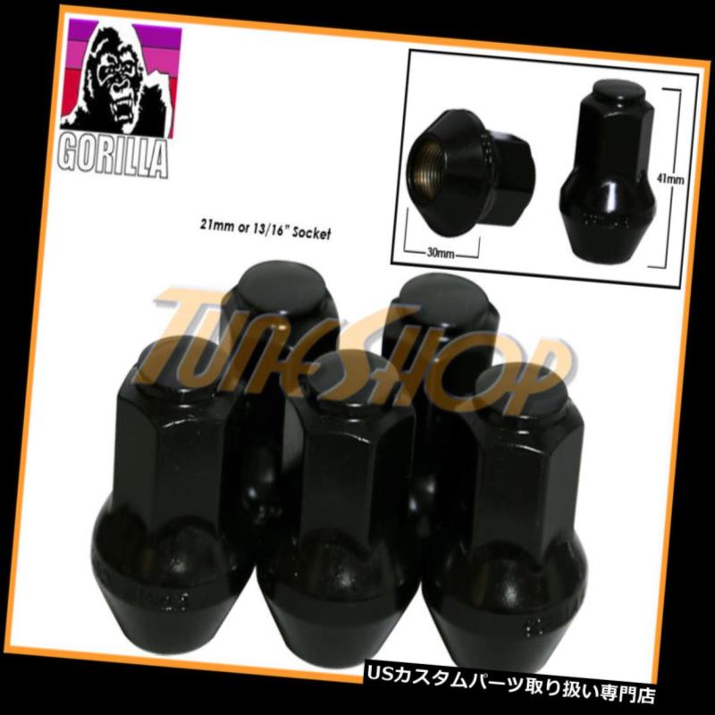 USナット 5ゴリラ大型シートOEM OEストックホイールラグナット14X1.5 M14 ACORNリムブラック 5 GORILLA LARGE SEAT OEM OE STOCK WHEELS LUG NUTS 14X1.5 M14 ACORN RIMS BLACK 【並行輸入品】