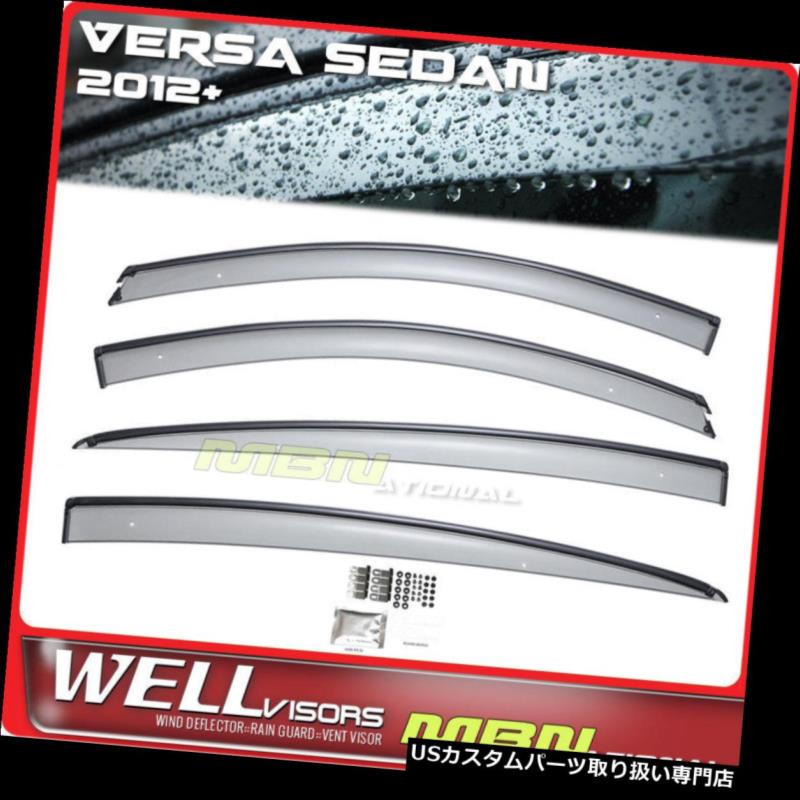 ベントバイザー ドアバイザー レインガード 日産Versa 13-18ウィンドウバイザーブラックのためのWellvisors Rain Sun Deflectors Sedan Wellvisors Rain Sun Deflectors Sedan For Nissan Versa 13-18 Window Visors Black 【並行輸入品】
