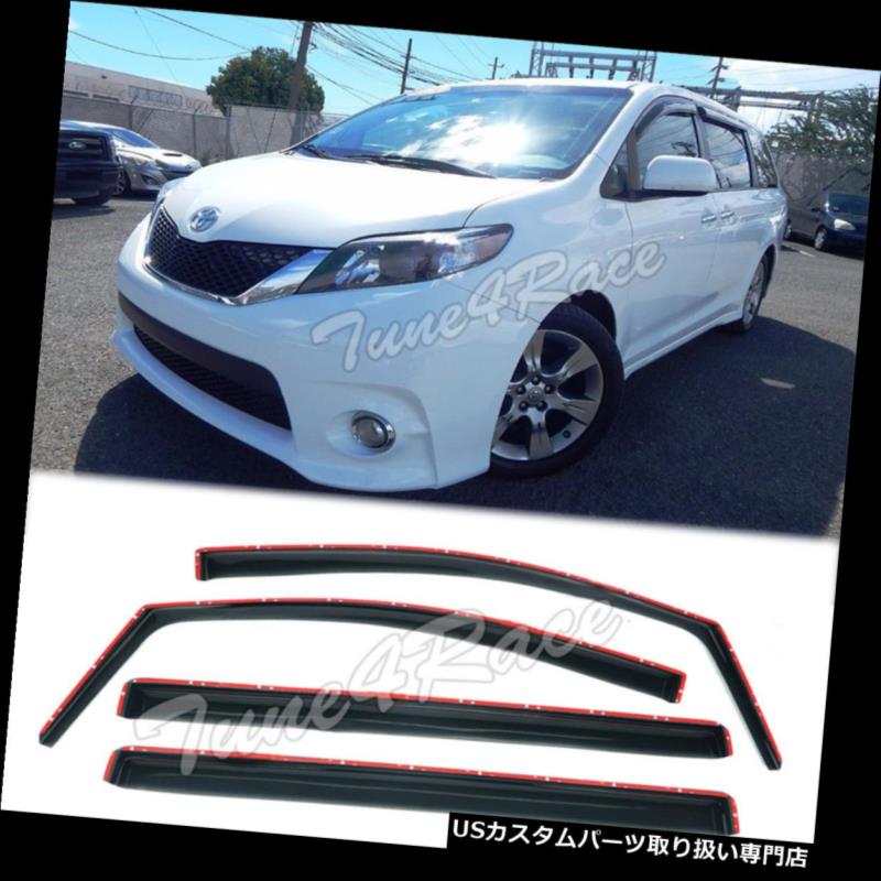 ベントバイザー ドアバイザー レインガード 11-Up Toyota Siennaサイドベントウィンドウバイザーインチャネルレインガードデフレクター For 11-Up Toyota Sienna Side Vent Window Visors In-Channel Rain Guard Deflectors 【並行輸入品】