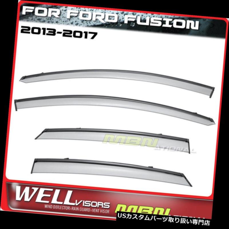 ベントバイザー ドアバイザー レインガード フォードフュージョン13-18ウィンドウバイザーブラックのためのWellvisors Rain Sun Wind Deflectors Wellvisors Rain Sun Wind Deflectors For Ford Fusion 13-18 Window Visors Black 【並行輸入品】