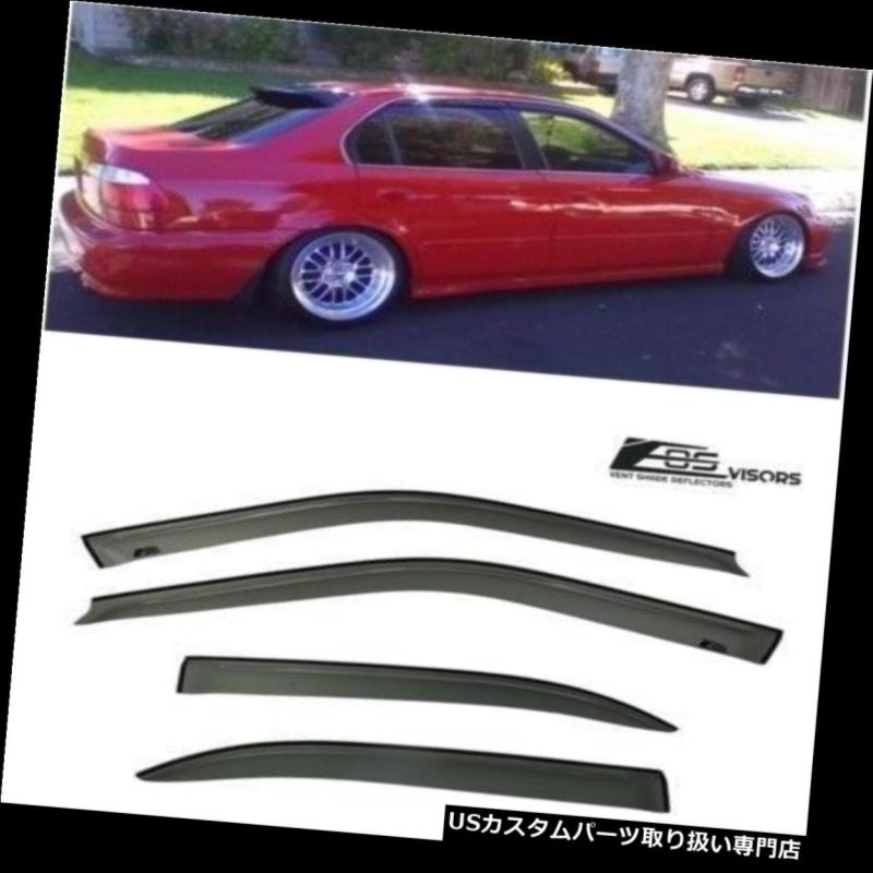 ベントバイザー ドアバイザー レインガード 96-00ホンダシビック4Drセダン煙用サイドウィンドウバイザーレインガードEK SI For 96-00 Honda Civic 4Dr Sedan Smoke Tinted Side Window Visors Rain Guard EK SI 【並行輸入品】