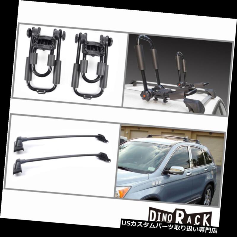 カーゴ ルーフ キャリア フィット07-10ホンダCR-V Blkアルミルーフラッククロスバー+ Jバーカヤックキャリア新しい Fit 07-10 Honda CR-V Blk Aluminum Roof Rack Cross Bars+J-Bar Kayak Carriers New 【並行輸入品】