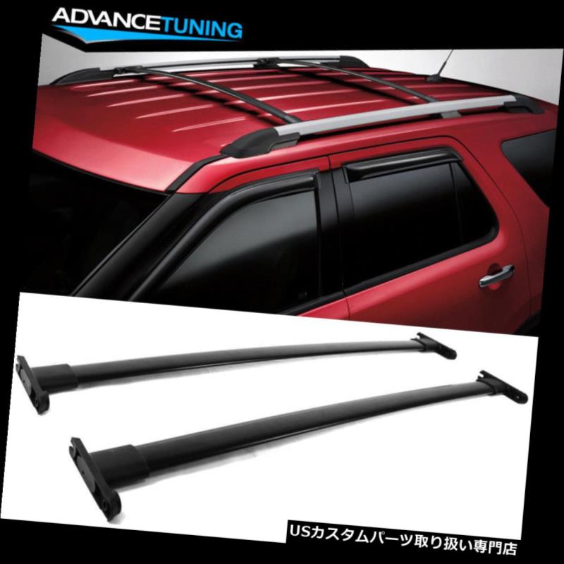 カーゴ ルーフ キャリア 11-15フォードエクスプローラールーフラッククロスバーブラック2PCラゲッジキャリア Fits 11-15 Ford Explorer Roof Rack Cross Bar Black 2PC Luggage Carrier 【並行輸入品】