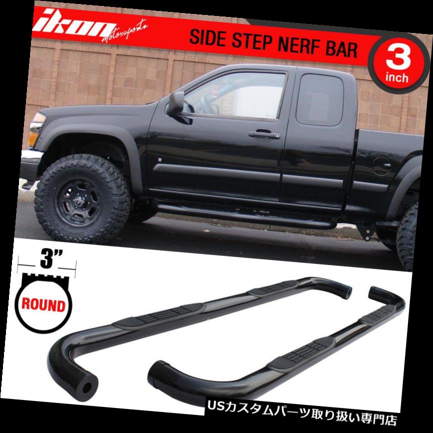 サイドステップ 99-13 Silverado GMC Sierra拡張キャブ3インチブラックラウンドサイドステップバーにフィット Fits 99-13 Silverado GMC Sierra Extended Cab 3inch Black Round Side Step Bars 【並行輸入品】