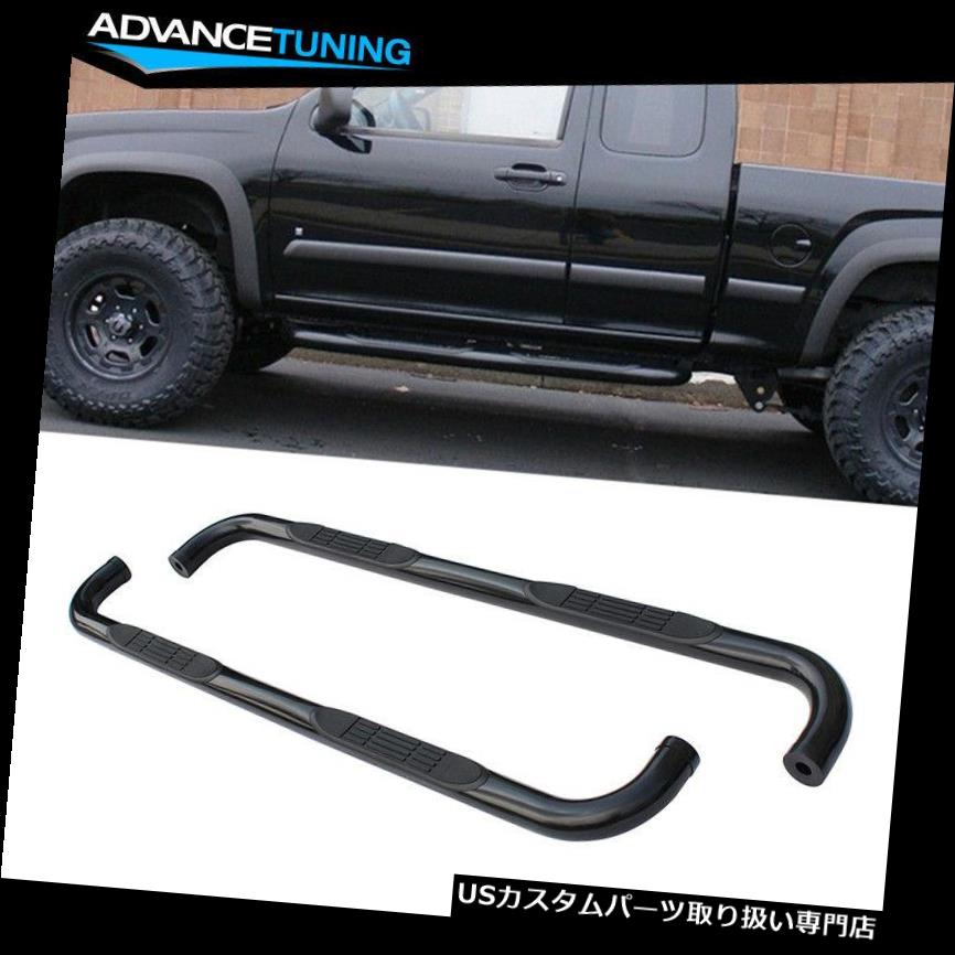 サイドステップ 99-13 Silverado GMC Sierra拡張キャブ3インチブラックラウンドランニングボードに適合 Fits 99-13 Silverado GMC Sierra Extended Cab 3inch Black Round Running Boards 【並行輸入品】