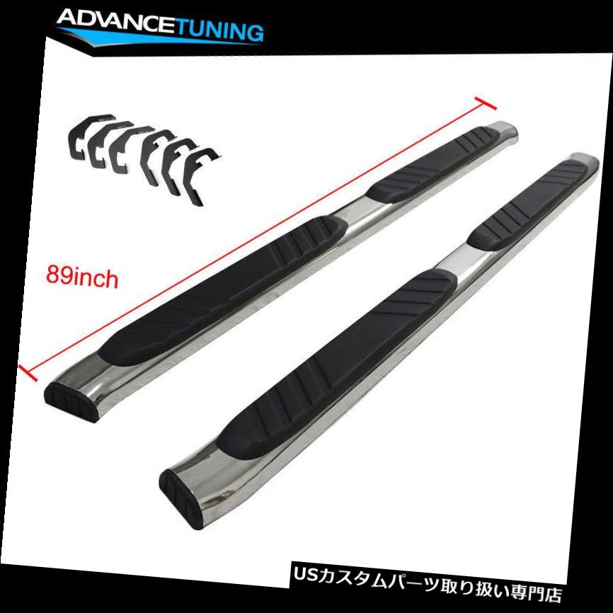 サイドステップ 07-19シボレーシルバラードクルーキャブ89インチナフバーランニングボードクロームにフィット Fits 07-19 Chevy Silverado Crew Cab 89inch Nerf Bars Running Boards Chrome 【並行輸入品】