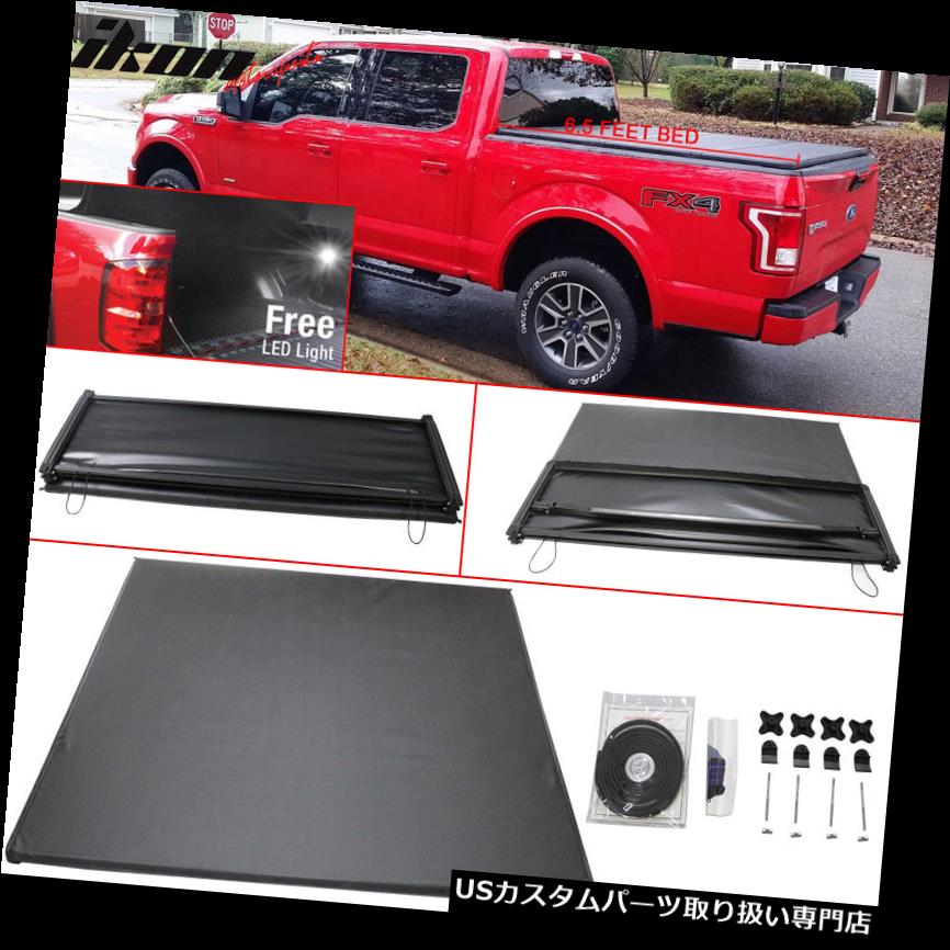 トノーカバー トノカバー 15-17フォードF-150にフィット6.5フィートベッド三つ折りソフトトノーカバーブラック Fits 15-17 Ford F-150 6.5 Feet Bed Tri-Fold Soft Tonneau Cover Black 【並行輸入品】