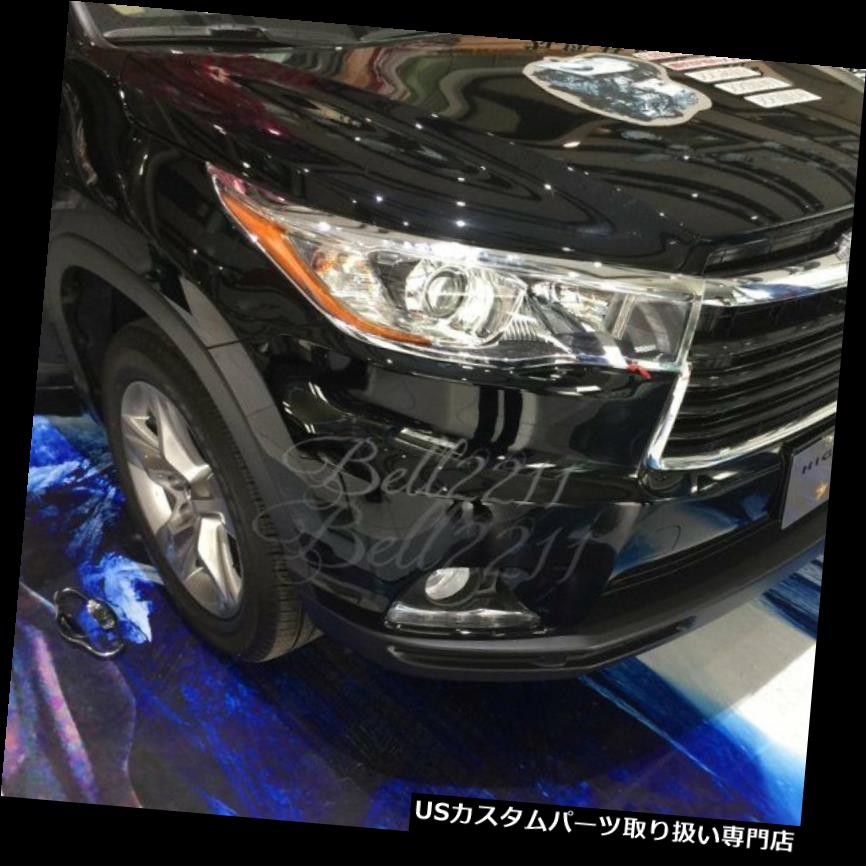 ヘッドライトカバー トヨタハイランダー2014-2015年のためのABSクロム前部ヘッドライトランプカバートリム ABS Chrome Front Head light Lamp Cover trim For Toyota Highlander 2014-2015 【並行輸入品】
