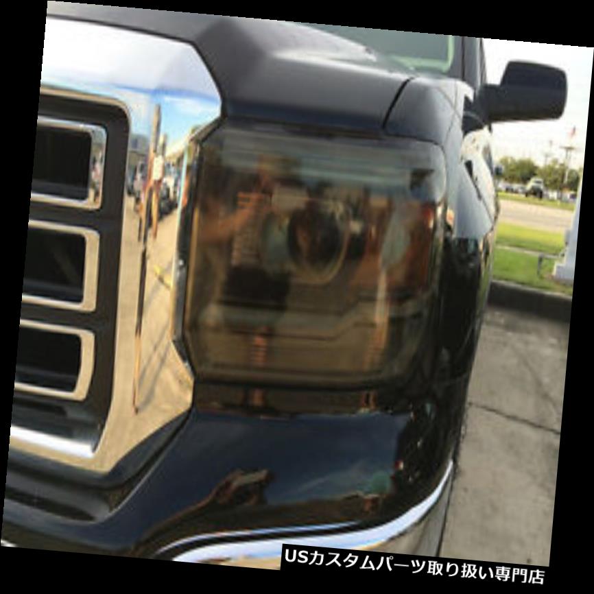 ヘッドライトカバー 14-17 GMC SIERRAスモークヘッドライトプリセット色合いカバーオーバーレイ 14-17 GMC SIERRA SMOKE HEAD LIGHT PRECUT TINT COVER SMOKED OVERLAYS 【並行輸入品】