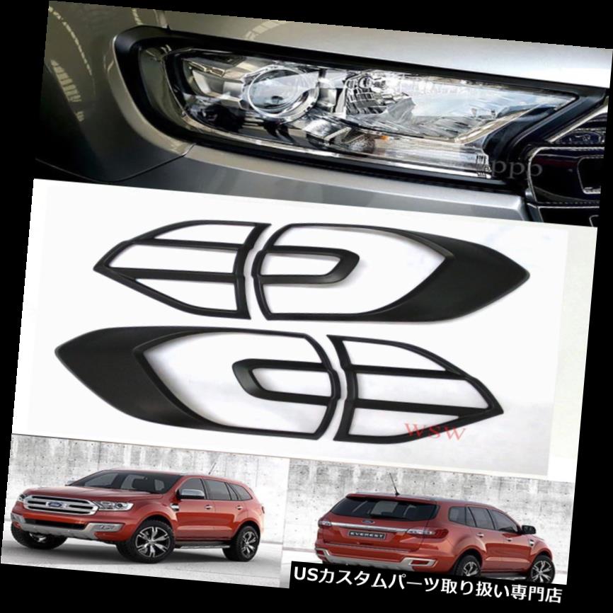 ヘッドライトカバー フォードエバーレスト4ドア3.2マットSUV 2015 2016用マットブラックヘッドライトリアランプカバー MATTE BLACK HEAD LIGHT REAR LAMP COVER FOR FORD EVEREST 4 DOOR 3.2 SUV 2015 2016 【並行輸入品】
