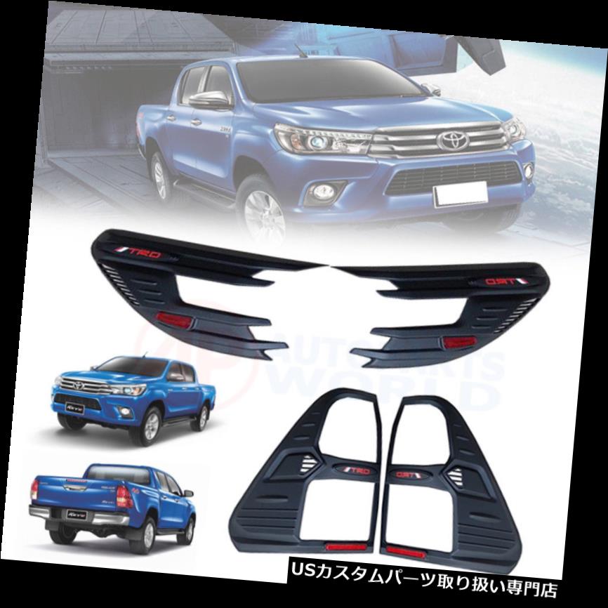 ヘッドライトカバー ブラックヘッドテールライトランプカバートリムフィットトヨタハイラックスリボM70 M80 TRD 15-17 Black Head Tail Light Lamp Cover Trim Fits Toyota Hilux Revo M70 M80 TRD 15-17 【並行輸入品】