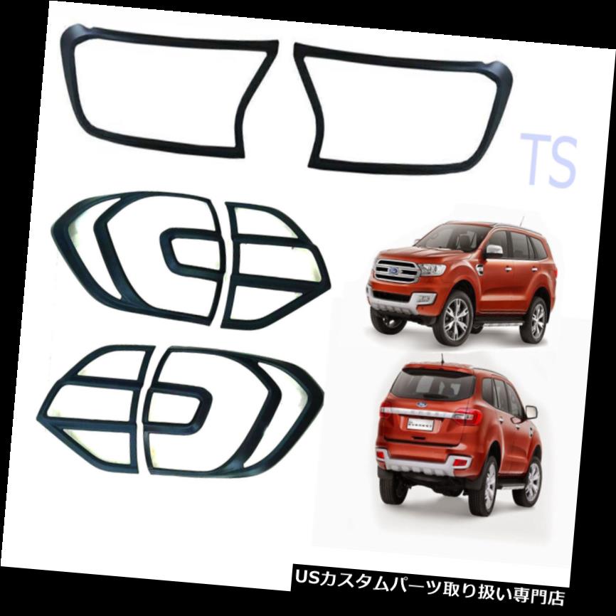 ヘッドライトカバー FIT FORD NEW EVEREST 3.2 4 x 2 4 x 4 2015 - マットブラックヘッド+テールランプライトカバー FIT FORD NEW EVEREST 3.2 4X2 4X4 2015-ON MATTE BLACK HEAD+TAIL LAMPS LIGHT COVER 【並行輸入品】