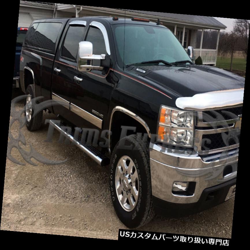 USロッカーパネルカバー 2009-2013シボレーシルバラードクルーキャブクロームボディサイドモールディングオーバーレイ4 1/4 \