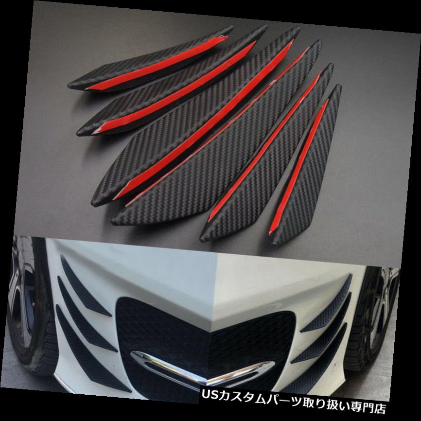 USカナード 6xユニバーサルカーボンファイバーカー/オートフロントバンパーフィンスポイラー缶詰 6x Universal Carbon Fiber Car/Auto Front Bumper Fins Spoiler Canards Refit 【並行輸入品】