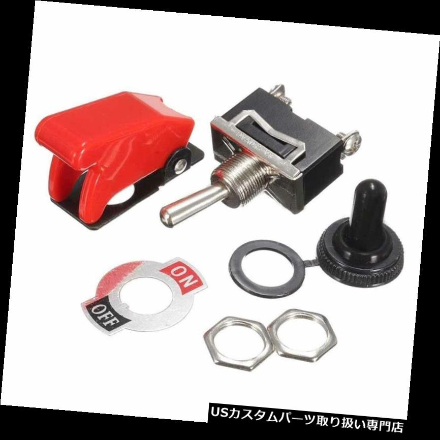 ダッシュボードマット 1x ON / OFF SPSTトグルスイッチメタルレバーカーダッシュライト+ミサイルカバーノブキャップ 1x ON/OFF SPST Toggle Switch Metal Lever Car Dash Light + Missile Cover Knob Cap 【並行輸入品】