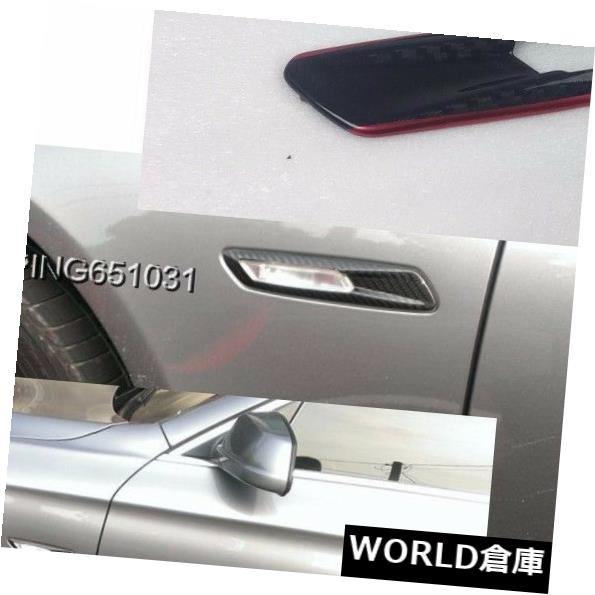 フェンダー BMW F11 F10サイドフロントフェンダーターンシグナルライトトリムカバー用カーボン+レッド cabon + RED FOR BMW F11 F10 Side Front Fender Turn Signal Light Trim Cover 【並行輸入品】