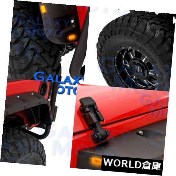 フェンダー 07-18ジープJKラングラーのためのマットブラックフロント+リア+ LEDサイドマーカーフェンダーフレア Matte Black Front+Rear+LED Side Maker Fender Flare for 07-18 Jeep JK Wrangler 【並行輸入品】