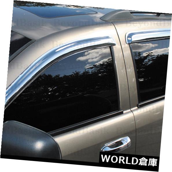 USフードベントトリム 2004年05月2006年2007年2008年Dodge DURANGOクロームドアベントバイザーレインガード For 2004 05 2006 2007 2008 2009 Dodge DURANGO Chrome Door Vent Visor Rain Guards 【並行輸入品】