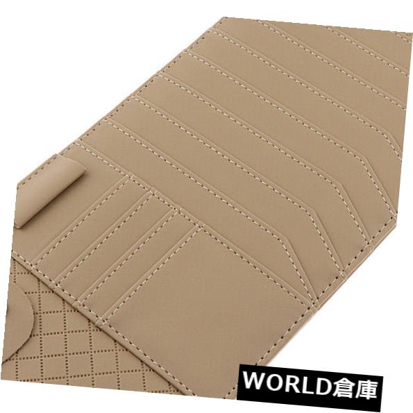 USサンバイザー 車のインテリアサンバイザー多機能PUレザーベージュCDフォルダーポケット Car Interior Sun Visor Multifunction PU Leather Beige CD Folder Pocket 【並行輸入品】