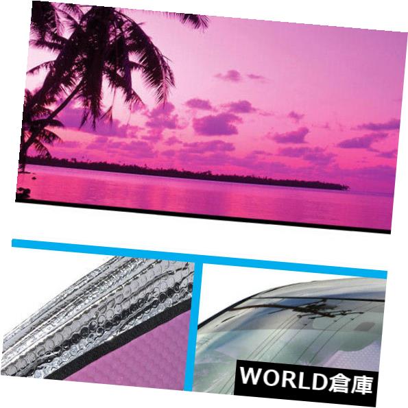 USサンバイザー 車SUVのトラックのフロントガラスの日よけのための紫色の熱帯の島の日没の自動日よけ Purple Tropic Island Sunset Auto Sun Shade for Car SUV Truck Windshield Sunshade 【並行輸入品】