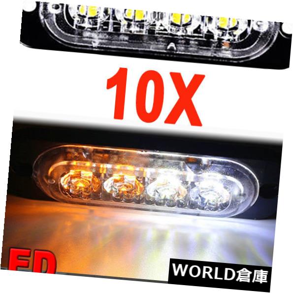 LEDライトバー 10Xアンバーホワイト6 LED車トラック緊急ビーコン警告フラッシュストロボライトバー 10X Amber White 6 LED Car Truck Emergency Beacon Warning Flash Strobe Light Bar 【並行輸入品】｜カスタムパーツ WORLD倉庫