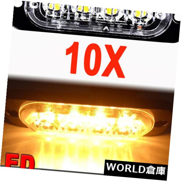 LEDライトバー 10Xアンバーイエロー6 LED車トラック緊急ビーコン警告フラッシュストロボライトバー 10X Amber Yellow 6 LED Car Truck Emergency Beacon Warning Flash Strobe Light Bar 【並行輸入品】｜カスタムパーツ WORLD倉庫