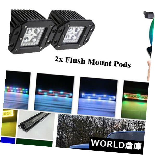 LEDライトバー 22インチLEDワークライトバー+ 2xフラッシュマウントポッドワイヤレスBluetooth RGBハローリング 22Inch LED Work Light Bar + 2x Flush Mount Pods Wireless Bluetooth RGB HALO RING 【並行輸入品】