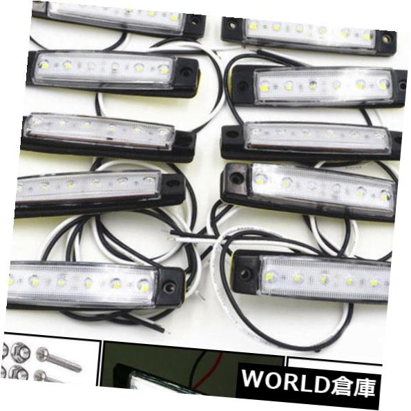 サイドマーカー ユニバーサル10Xサイドマーカーインジケーターライトトレーラートラック6 LEDホワイトランプ12V SQ Universal 10X Side Marker Indicators Light Trailer truck 6 LED White Lamp 12V SQ 【並行輸入品】