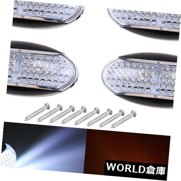 サイドマーカー 4 PCS 4LEDホワイトフロントサイドマーカーライトインジケーター車のトラックトレーラーランプ12 / 24V 4 PCS 4LED White Front Side Marker Light Indicator Car Truck Trailer Lamp 12/24V 【並行輸入品】
