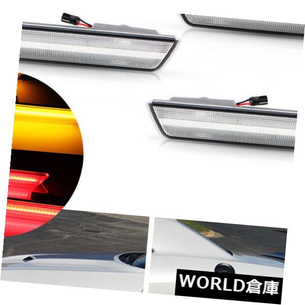 サイドマーカー 2008-2014 Dodge Challengerクリア光学スタイルLEDサイドマーカーライトフロント＆アンプ リア 2008-2014 Dodge Challenger Clear Optic Style LED Side Marker Lights Front & Rear 【並行輸入品】