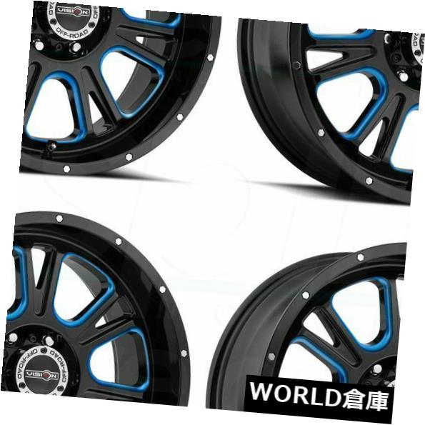 海外輸入ホイール 18x8.5 Vision 399 Fury 6x5.5 / 6x139.7 0ブラックブルーティントホイールリムセット（4） 18x8.5 Vision 399 Fury 6x5.5/6x139.7 0 Black Blue Tint Wheels Rims Set(4) 【並行輸入品】｜カスタムパーツ WORLD倉庫 417,890円