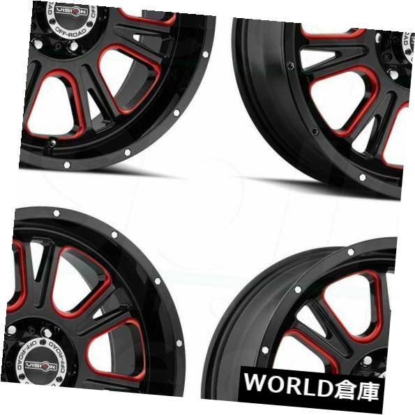 海外輸入ホイール 18x8.5 Vision 399 Fury 6x5.5 / 6x139.7 0ブラックレッドティントホイールリムセット(4) 18x8.5 Vision 399 Fury 6x5.5/6x139.7 0 Black Red Tint Wheels Rims Set(4) 【並行輸入品】|カスタムパーツ WORLD倉庫