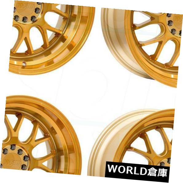 海外輸入ホイール 18x9.5 / 18x10.5 F1R F21 5x100 / 5x114.3 35/40マシンゴールドホイールリムセット（4） 18x9.5/18x10.5 F1R F21 5x100/5x114.3 35/40 Machine Gold Wheels Rims Set(4) 【並行輸入品】
