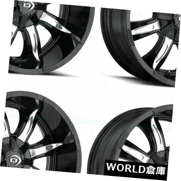海外輸入ホイール 18x9 Vision 423 Manic 8x180 12ブラックマシニングホイールリムセット（4） 18x9 Vision 423 Manic 8x180 12 Black Machined Wheels Rims Set(4) 【並行輸入品】