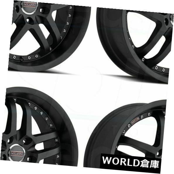 海外輸入ホイール 20x9 / 20x10.5 Milanni 9012 Kapri 5x112 32/30サテンブラックホイールリムセット（4） 20x9/20x10.5 Milanni 9012 Kapri 5x112 32/30 Satin Black Wheels Rims Set(4) 【並行輸入品】