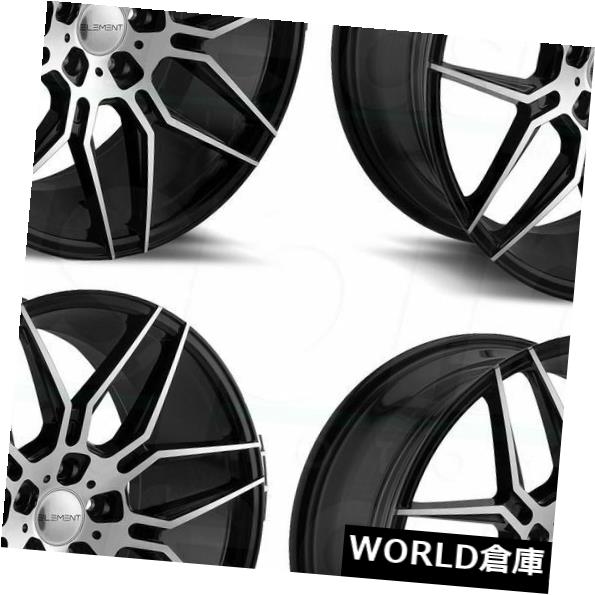 海外輸入ホイール 19x8.5エレメントEL0508 5x120 35ブラックマシンフェイスホイールリムセット（4） 19x8.5 Element EL0508 5x120 35 Black Machine Face Wheels Rims Set(4) 【並行輸入品】