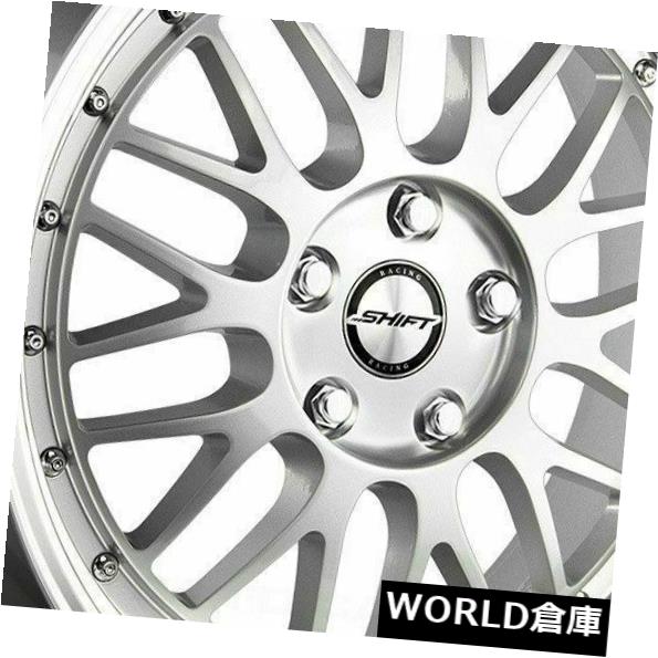 海外輸入ホイール 18x9シフトH27フライホイール5x100 / 5x114.3 32シルバーポリッシュリップホイールリムセット（4） 18x9 Shift H27 Flywheel 5x100/5x114.3 32 Silver Polished Lip Wheels Rims Set(4) 【並行輸入品】