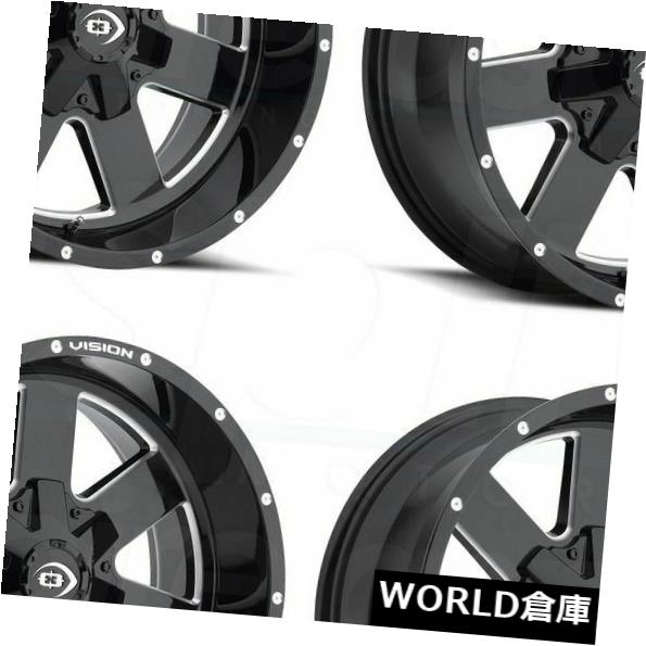 海外輸入ホイール 17x9 Vision 411 Arc 6x135 / 6x5.5 12ブラックミルドホイールリムセット（4） 17x9 Vision 411 Arc 6x135/6x5.5 12 Black Milled Wheels Rims Set(4) 【並行輸入品】