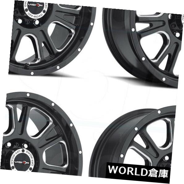海外輸入ホイール 17x8.5 Vision 399 Fury 8x180 18ブラックミルドホイールリムセット（4） 17x8.5 Vision 399 Fury 8x180 18 Black Milled Wheels Rims Set(4) 【並行輸入品】