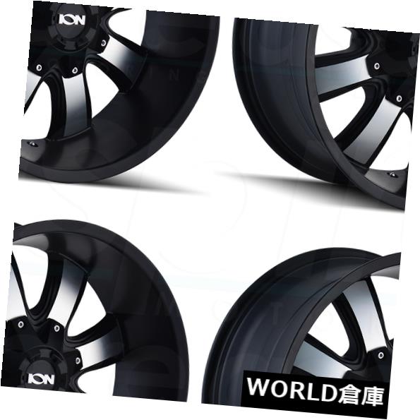 海外輸入ホイール 18x10イオン189 6x135 / 6x5.5 -19サテンブラック機械加工ホイールリムセット（4） 18x10 Ion 189 6x135/6x5.5 -19 Satin Black Machined Wheels Rims Set(4) 【並行輸入品】